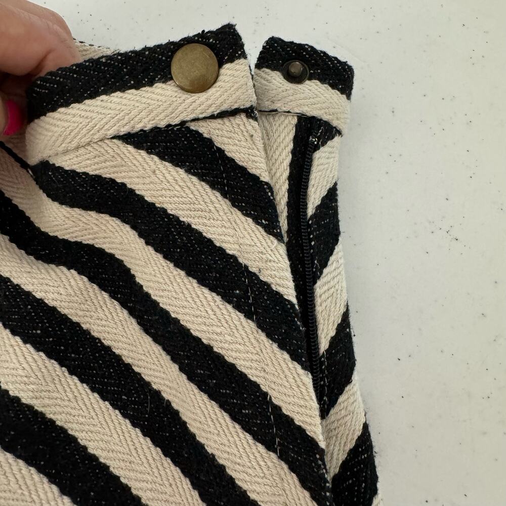 Greylin Anthropologie Womens Mini Skater Skirt Size 0 Black Twill Stripe Retro - Picture 11 of 14